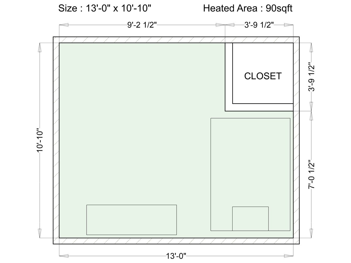 Bedroom Small 3 - 90 sq.ft. with TempZone Floor Heating Floor Plan ...