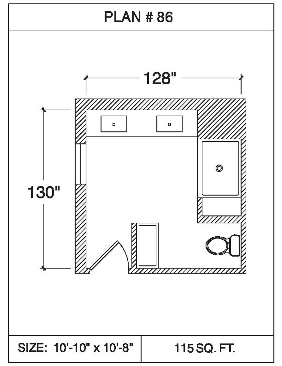 101 Floor Plans Tempzone Cables With Strip Bathroom - Plan 86. 65 sq.ft ...