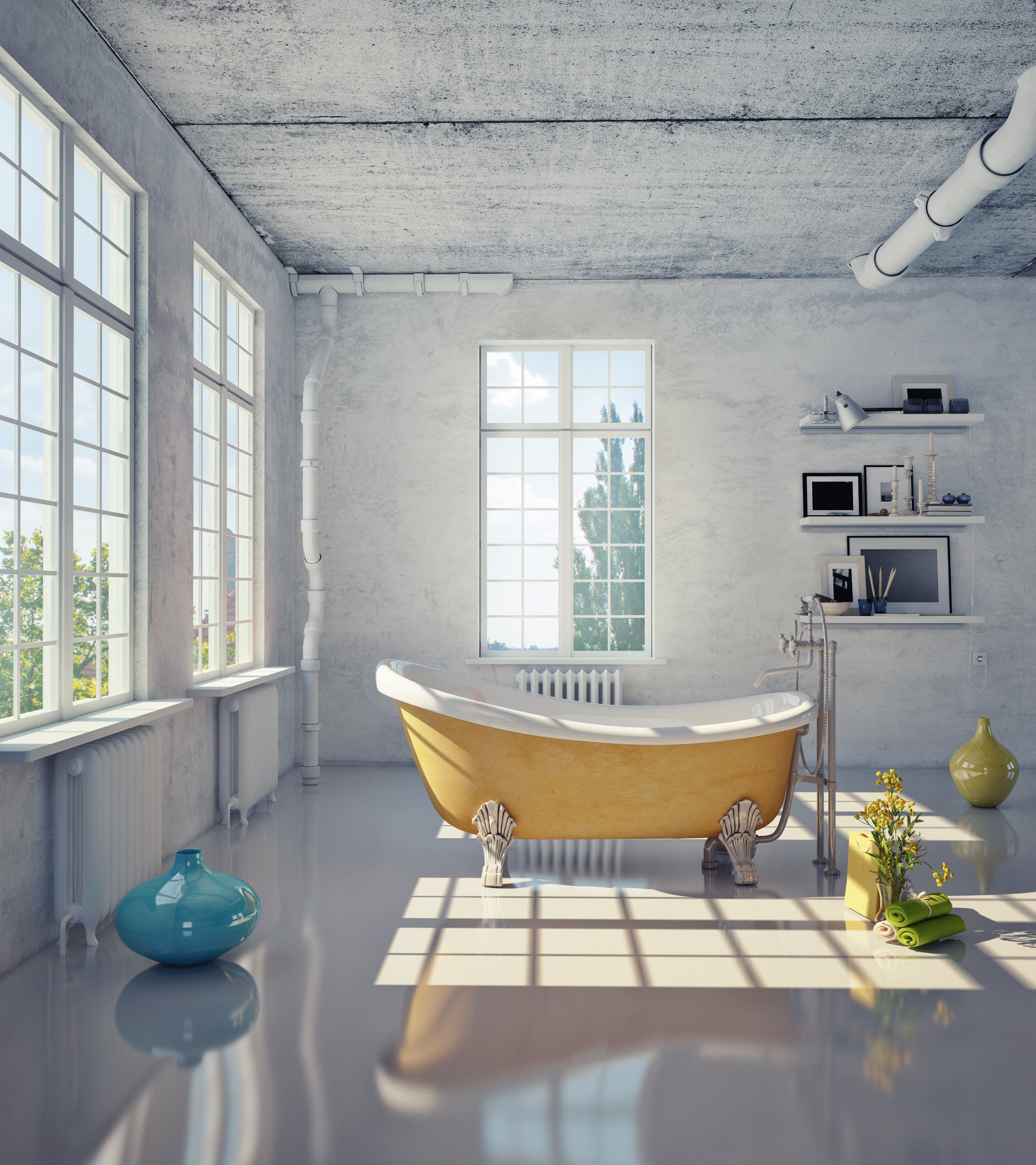 Rustic Vintage Bathroom Lifestyle Stock Photo