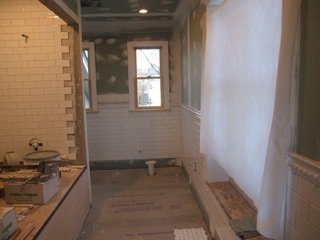 Underlayment installed for bathroom radiant floor heating