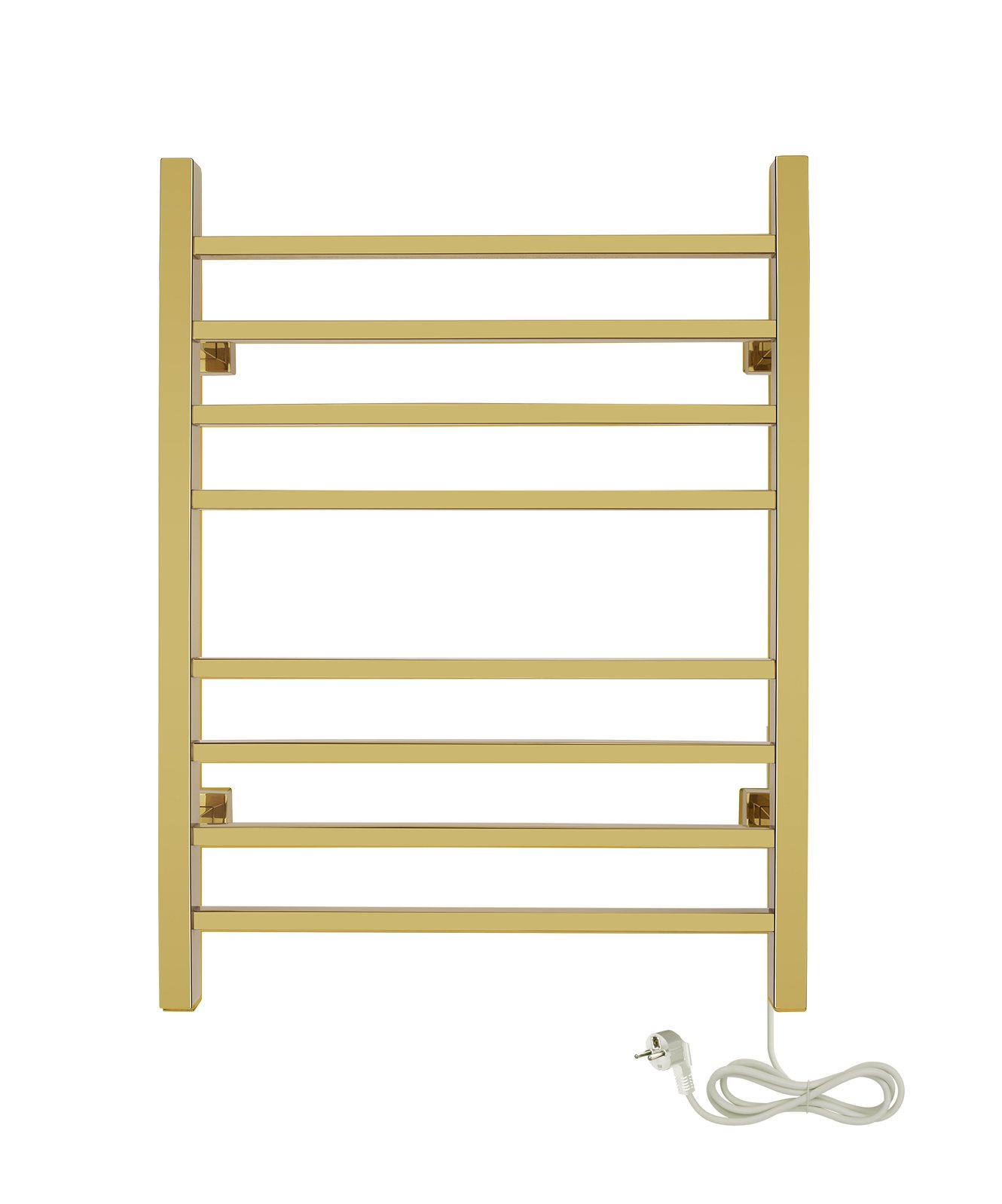 Sierra Towel Warmer, Polished Gold, Dual Connection, 8 Bars