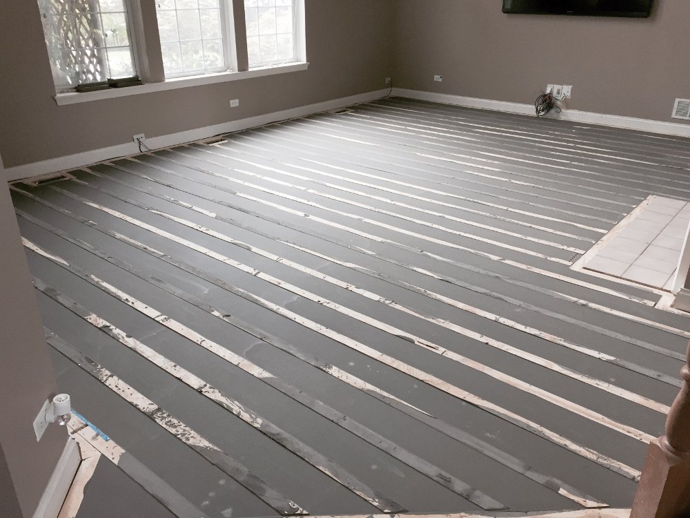 After the heating element is in position, self leveling should be applied.