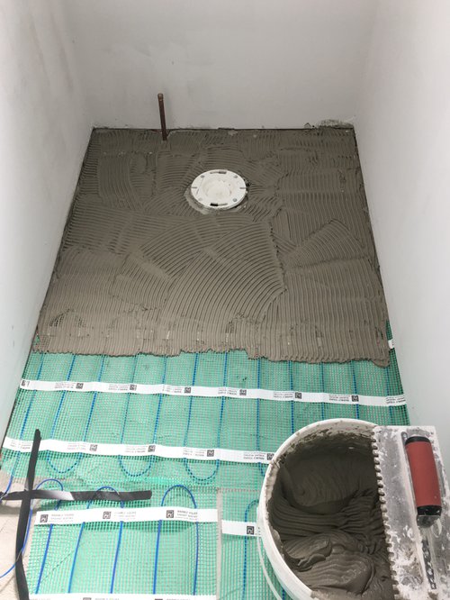 heated bathroom floor installation (9)
