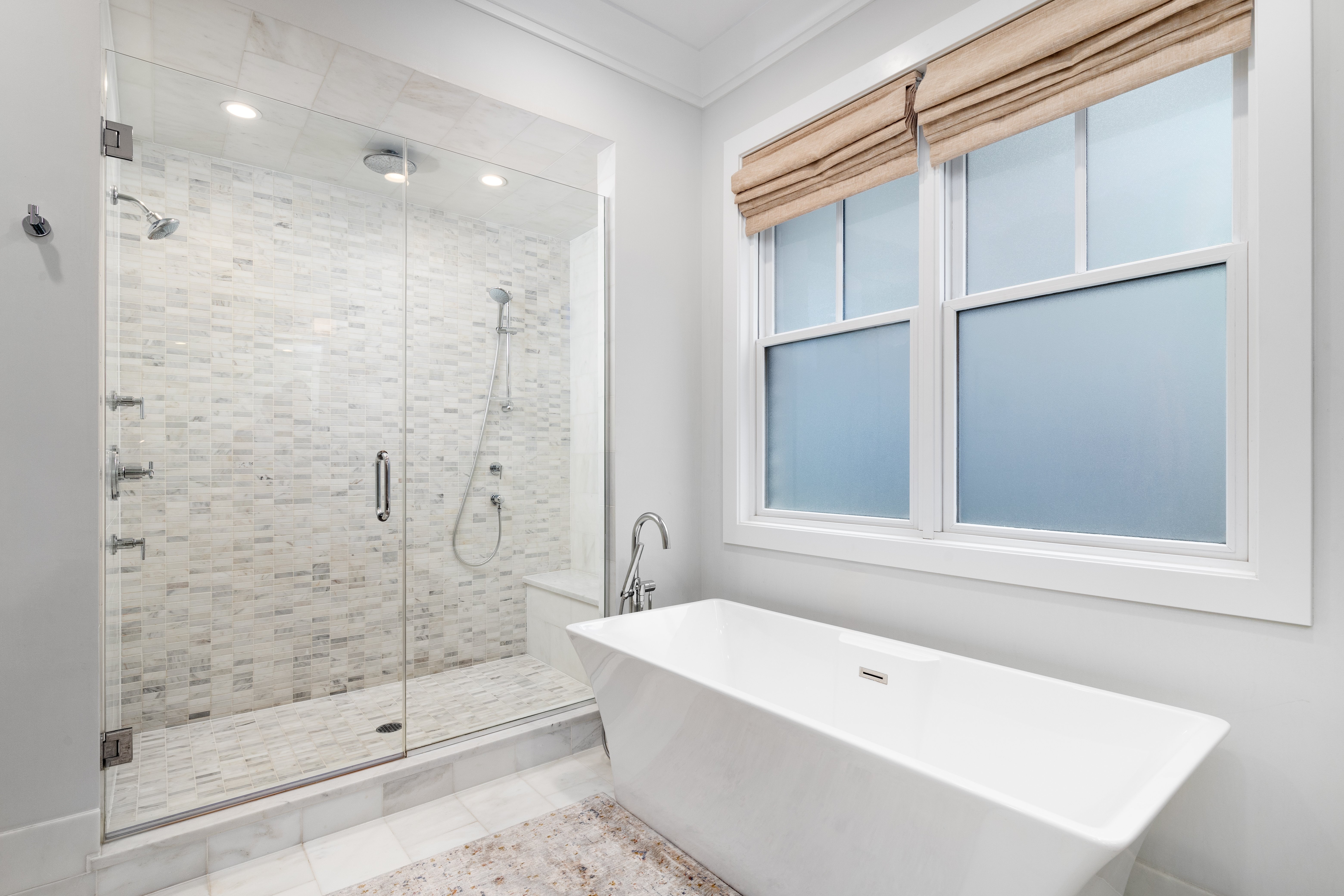 Small Luxury Bathroom with Floor Heating in Buffalo, New York