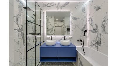 Small modern bathroom with a TempZone Flex Mat