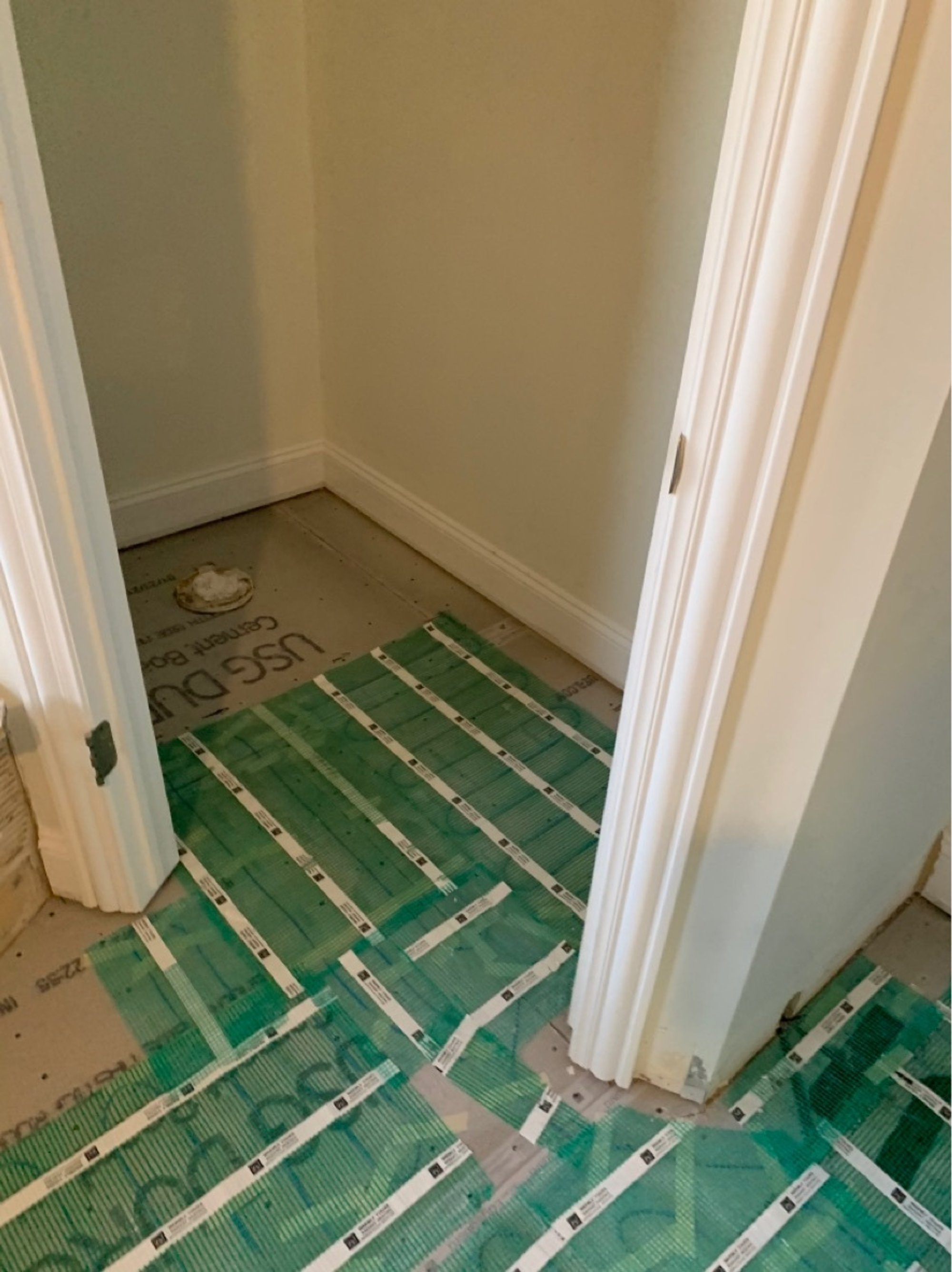 SmartInstall of Floor Heating for a Master Bathroom toilet nook CARY, IL