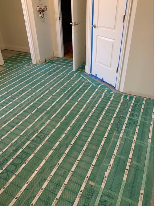 SmartInstall of Floor Heating for a Master Bathroom flex roll laid out CARY, IL