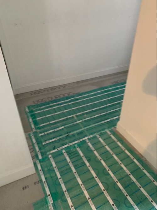 SmartInstall of Floor Heating for a Master Bathroom cut and turn with tempzone flex roll CARY, IL