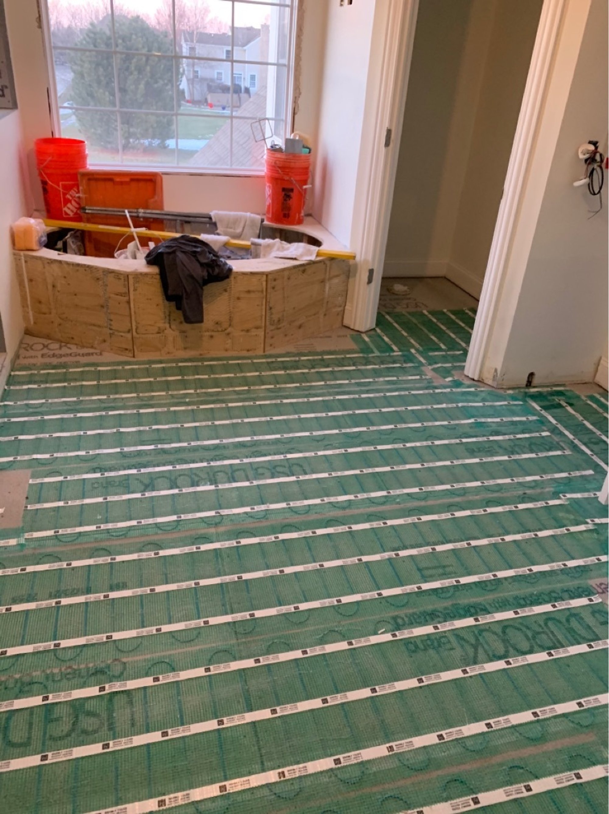 SmartInstall of Floor Heating for a Master Bathroom bathtub nook CARY, IL