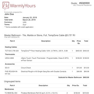 SmartPlan Itemized Quote