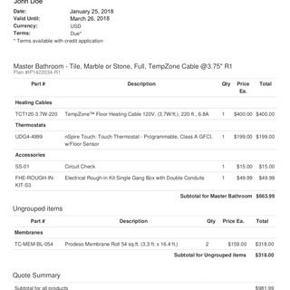 SmartPlan Itemized Quote