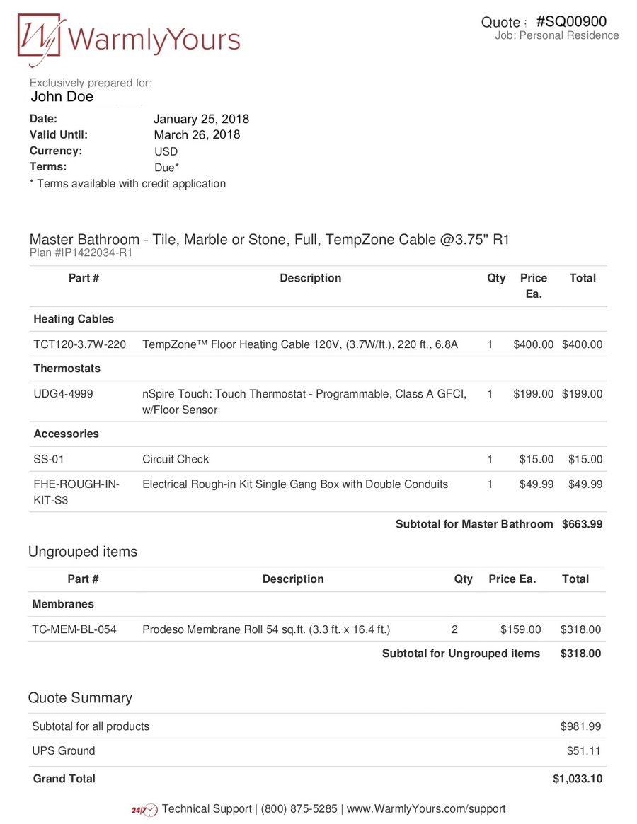 SmartPlan Itemized Quote