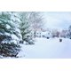 Snow covered house and yard