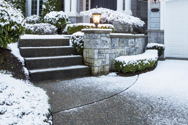 Snow dusting on home driveway