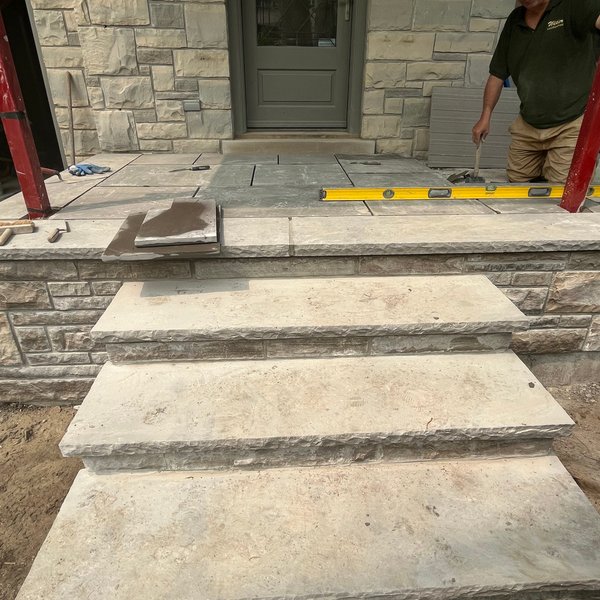 Snow-free heated outdoor stairs