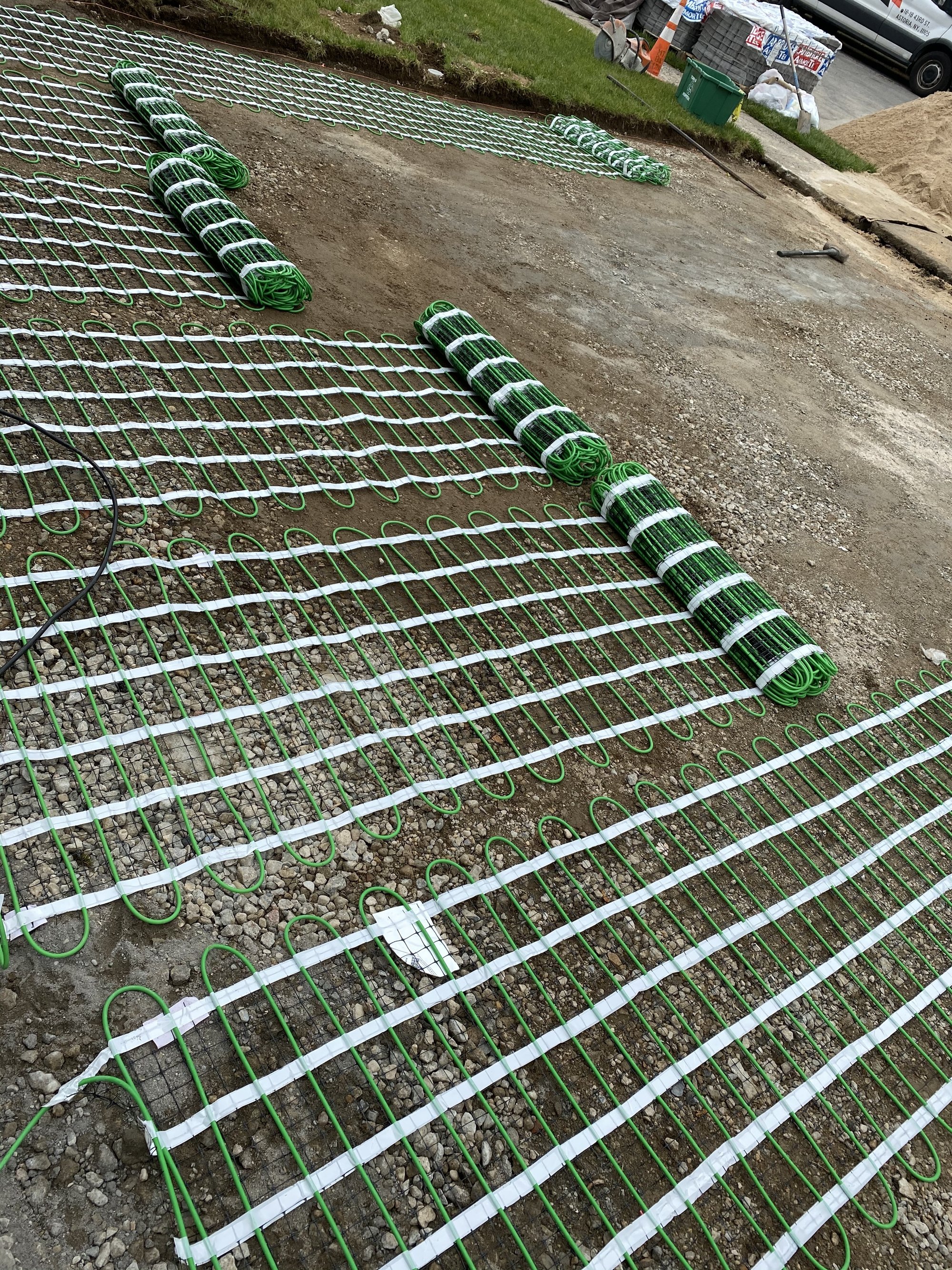 Snow melt mats rolled out for heated driveway EAST MEADOW, NY