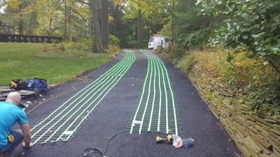 Snow melt system installed in driveway