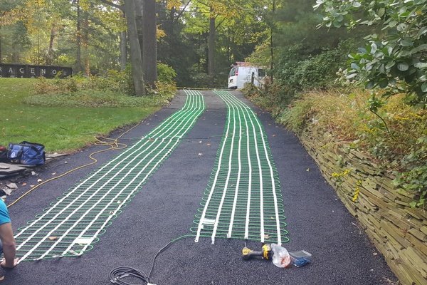 Snow melt system installed in driveway