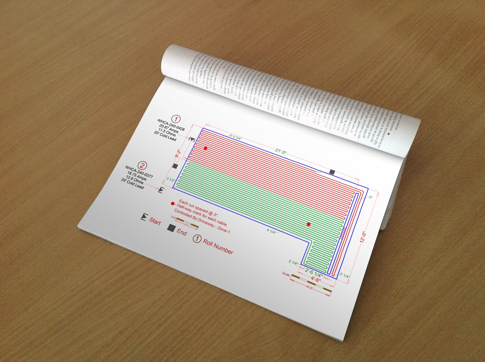 Snow melting cable design mockup