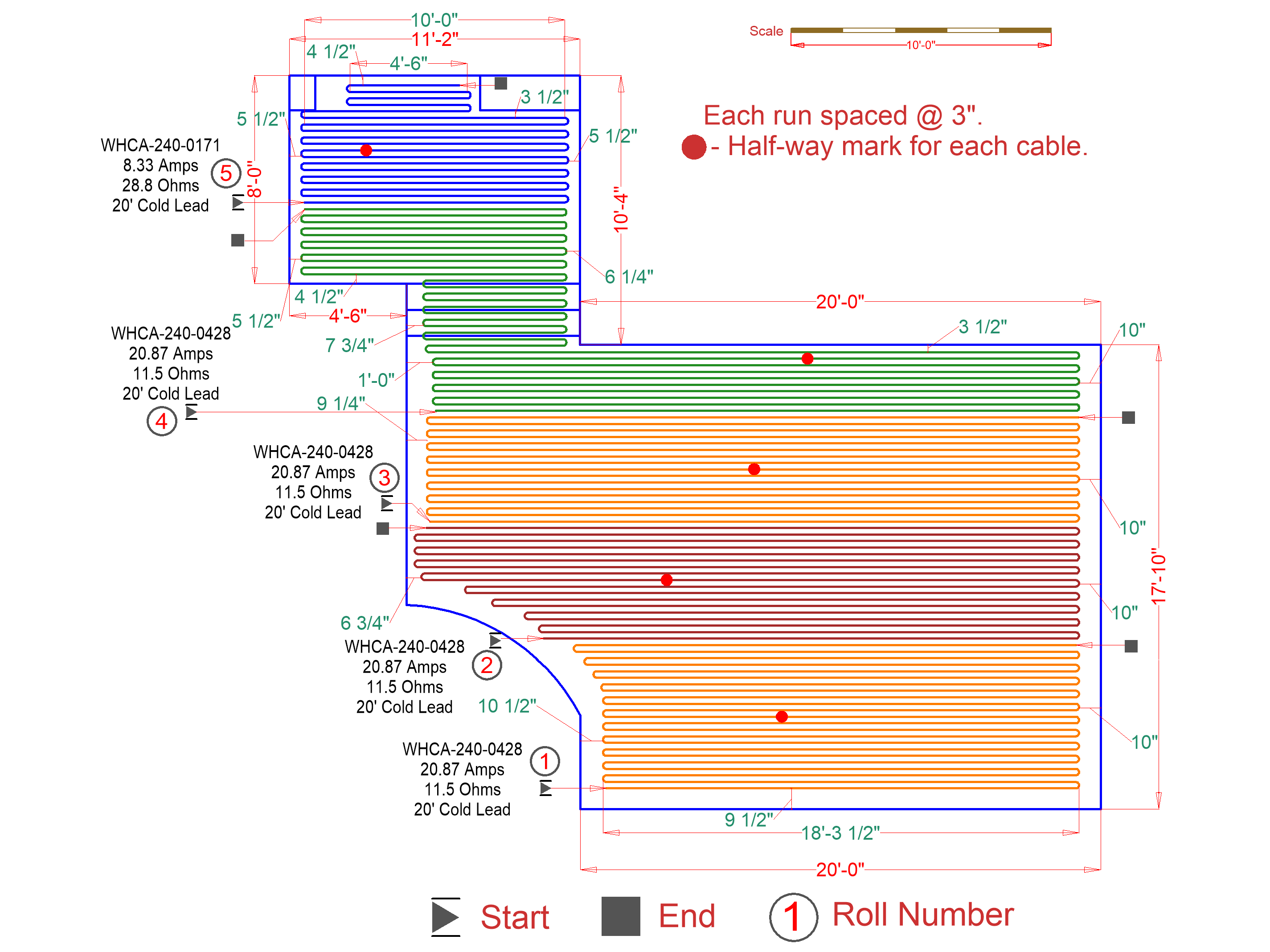 Snow melting cable floor plan - Driveway IP1382338