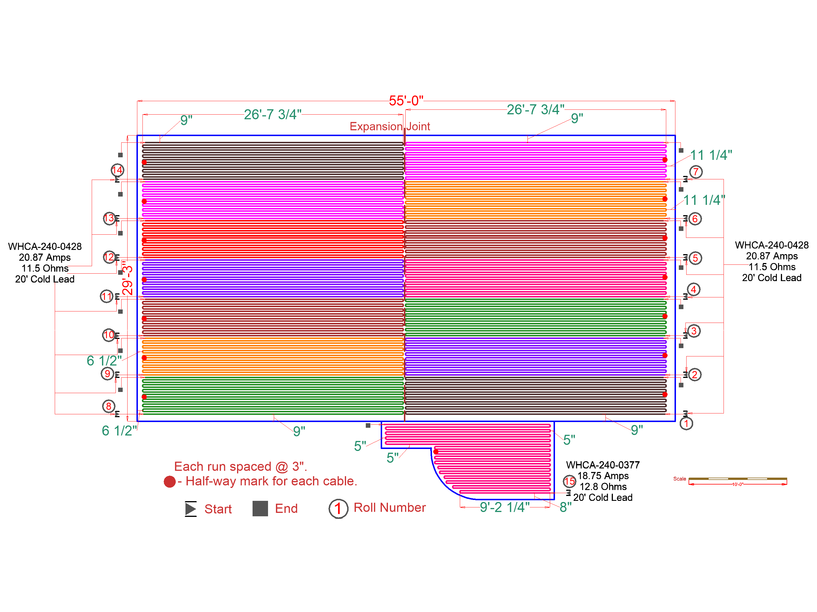 Snow Melting Cable Installation Plan - Driveway