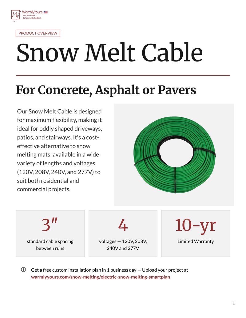 Snow Melting Cable Sell Sheet - USA (English)