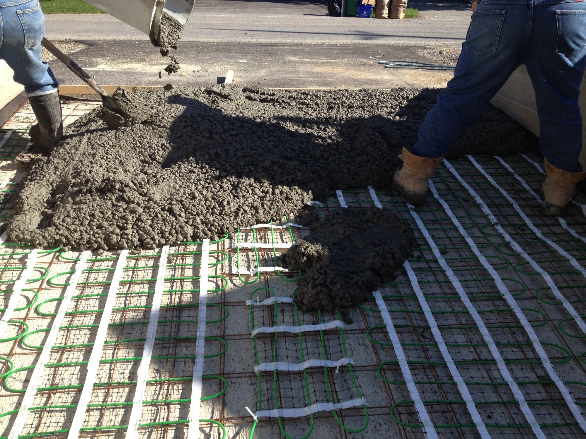 Snow Melting Install for Heated Concrete Driveway concrete layer going on top