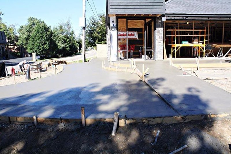 Snow melting installation in concrete patio