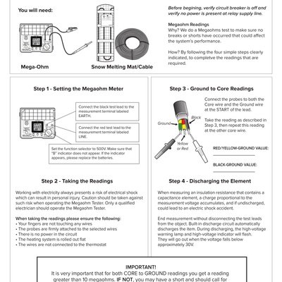 Snow Melting Mega OHM Reading Instructions (English)