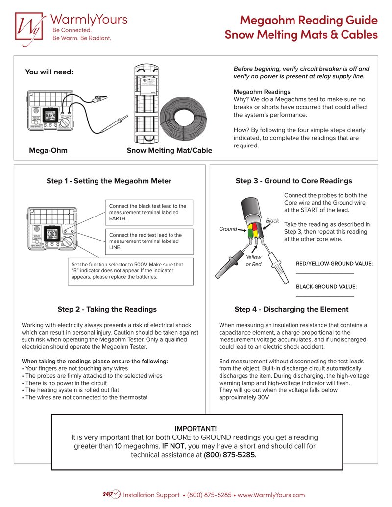 Snow Melting Mega OHM Reading Instructions (English)