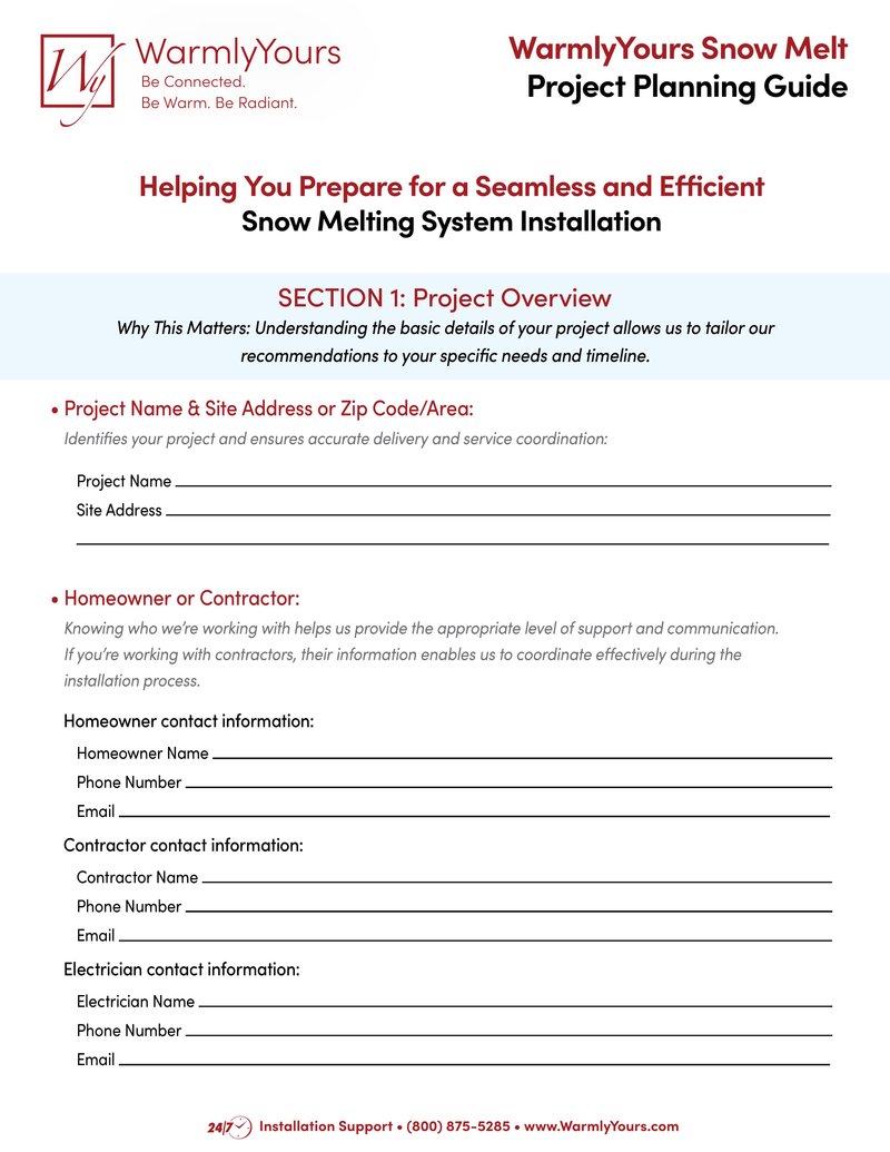 Snow Melting Project Planning Guide Form (English)
