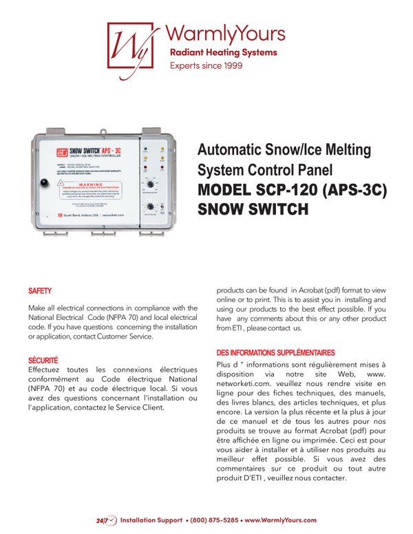 Cover for Snow Melting SCP-120 Installation Manual (English)