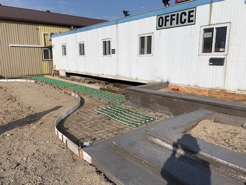 Snow Melting system for walkway with pavers during installation