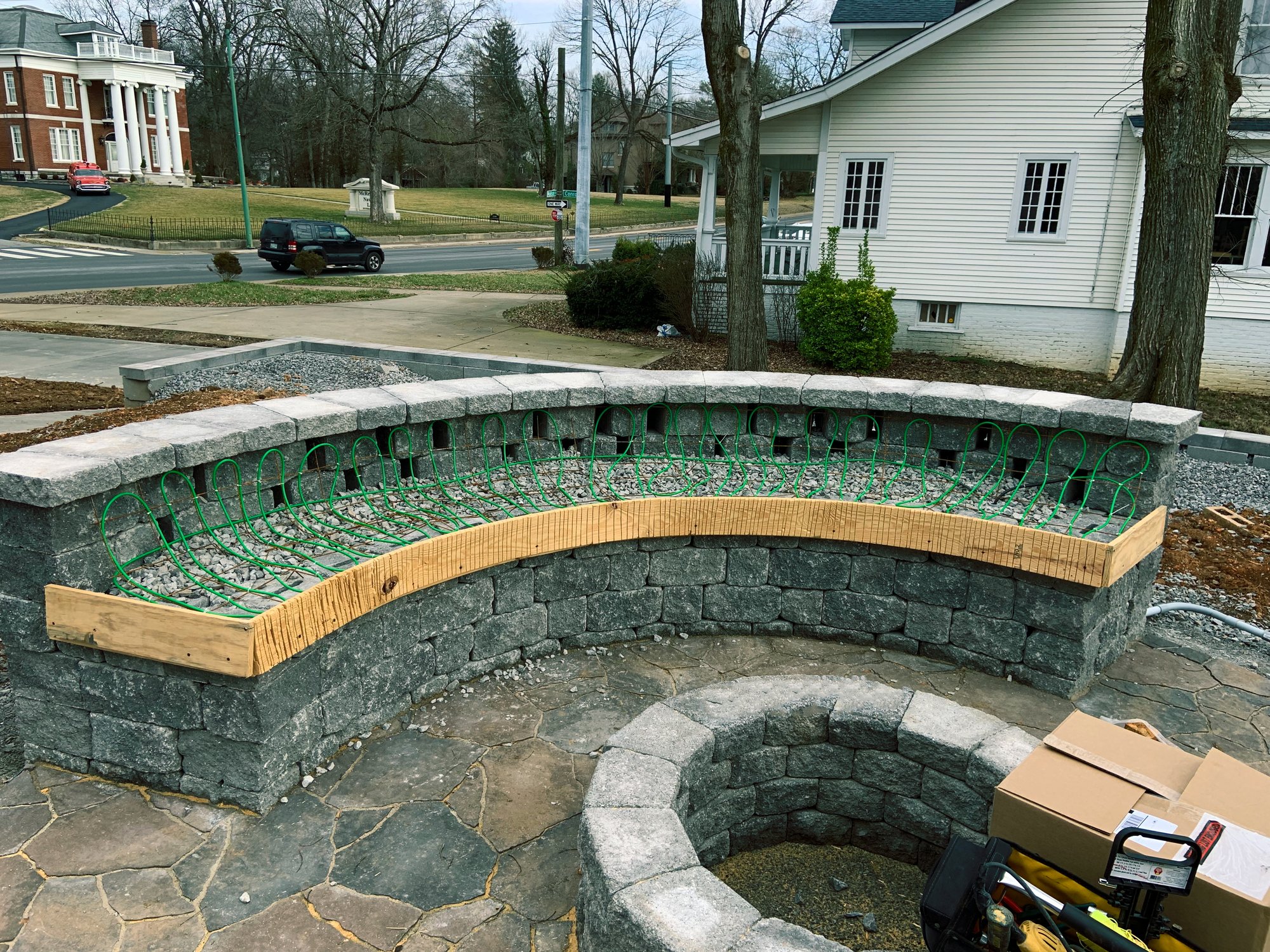 Snow melting system installation for a heated concrete bench CLARKSVILLE, TN
