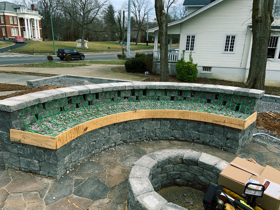 Snow melting system installation for a heated concrete bench CLARKSVILLE, TN