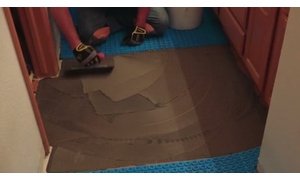 Spreading thinset under Prodeso