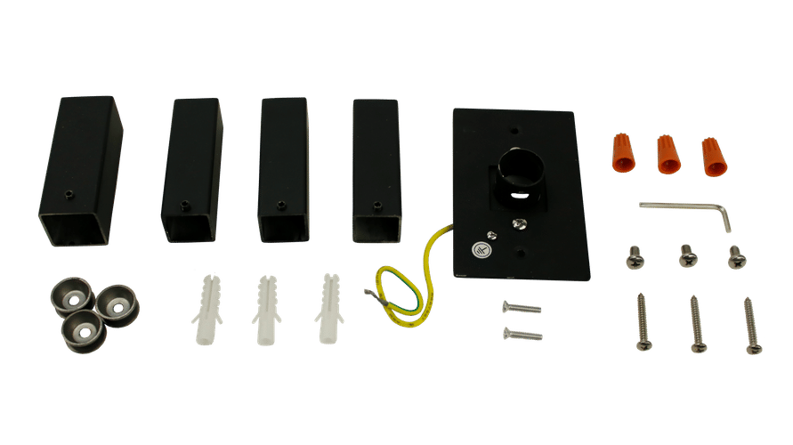 Square Black Towel Warmer Hardware Kit (Tahoe 7, Grade 10, Grande 12, Maple 8)