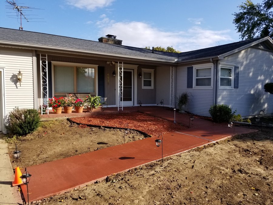 Stained Concrete Walkway with snow melting system