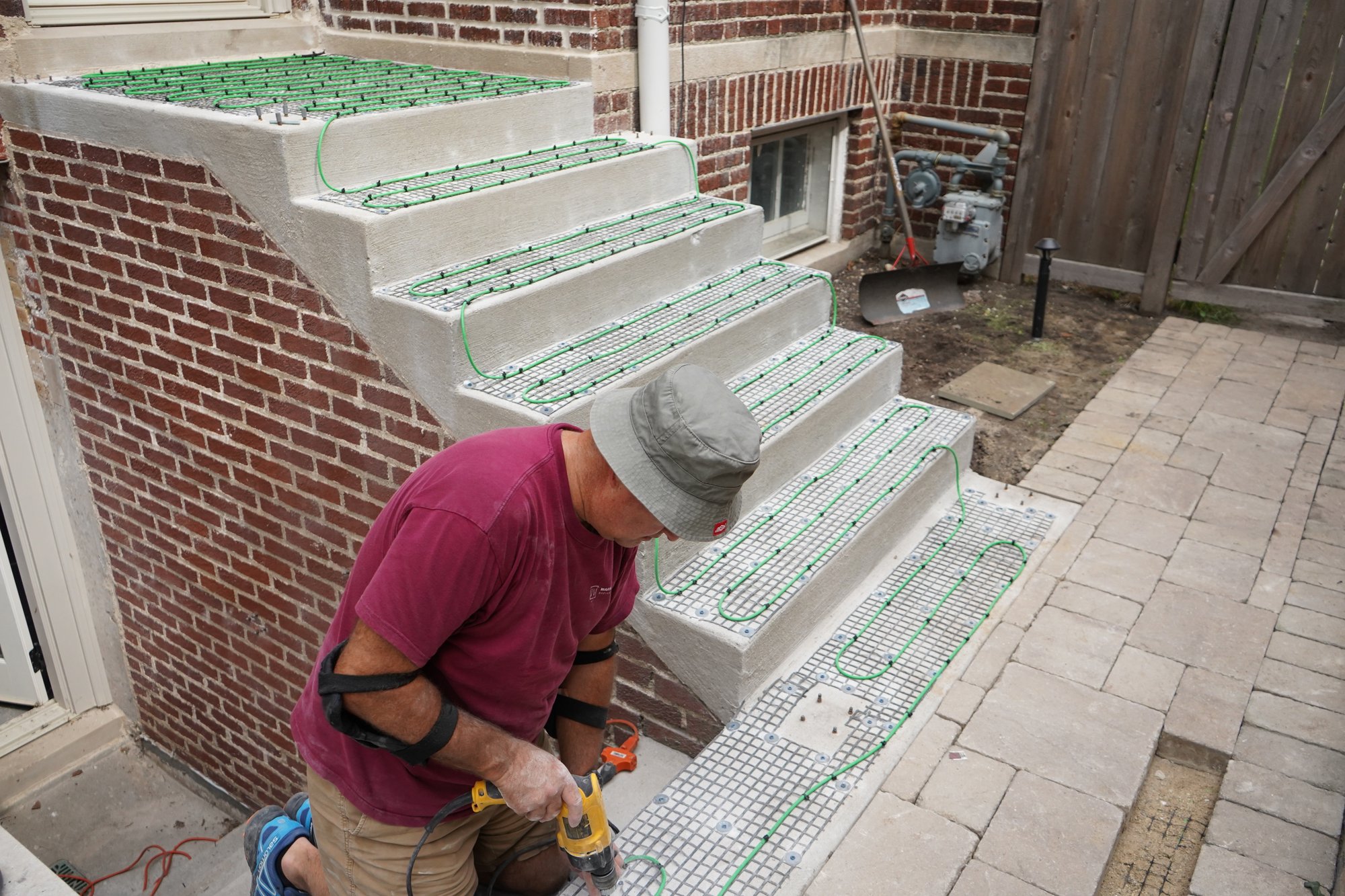 staircase and walkway with electric radiant heated snow melt system EVANSTON, IL