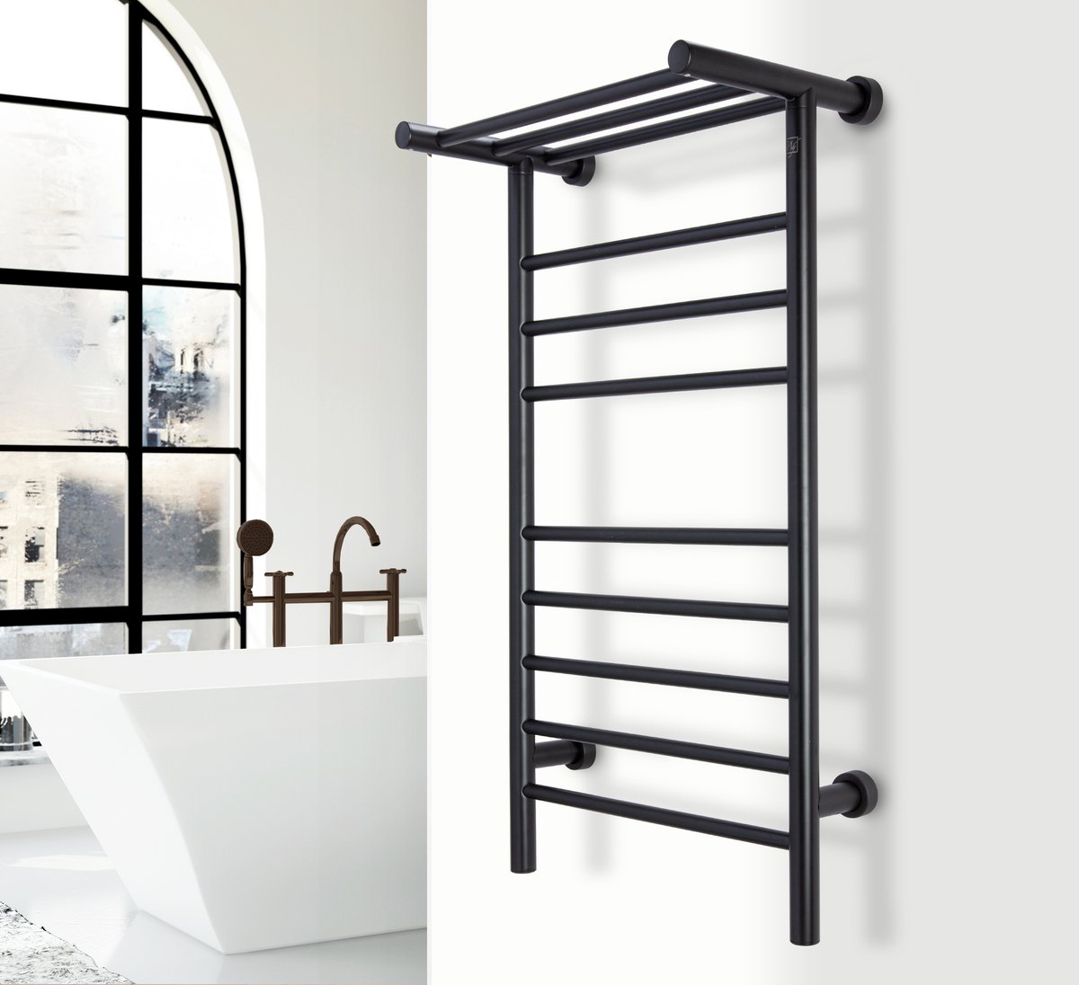 Summit Black Dual Connect Towel Warmer Lifestyle