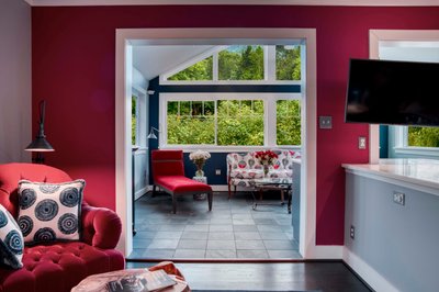 Sun room with heated tile-floors
