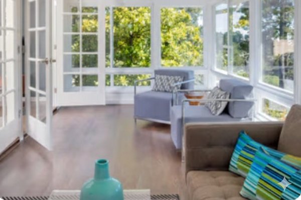 Sunroom with floor plan for floor heating