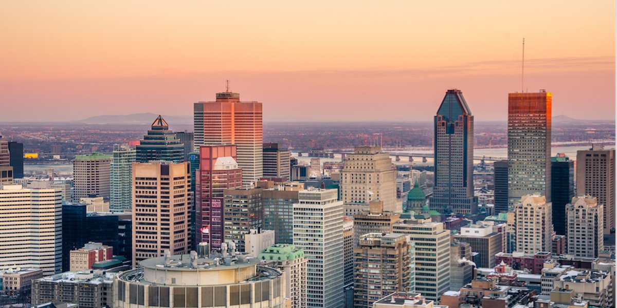 Sunset over Montreal in Winter