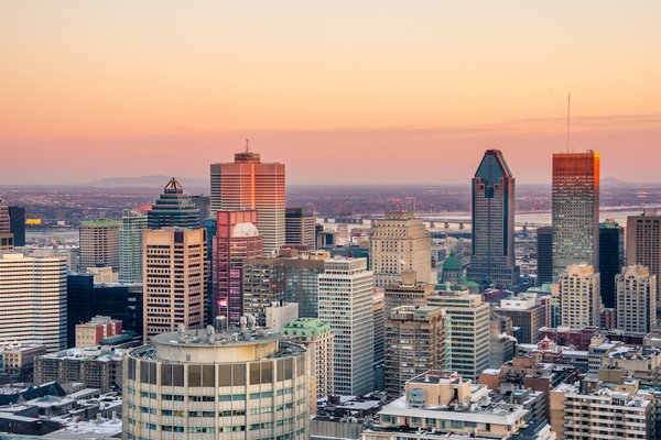Sunset over Montreal in Winter