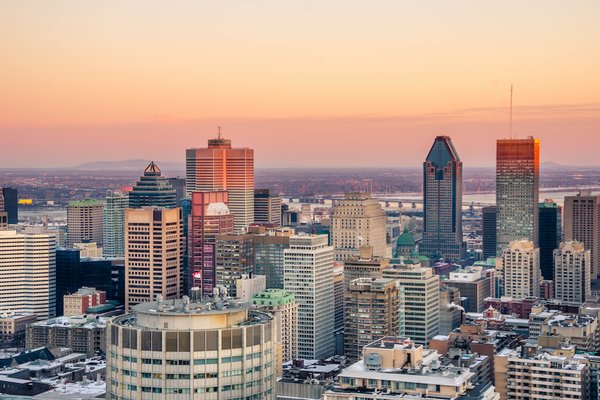 Sunset over Montreal in Winter