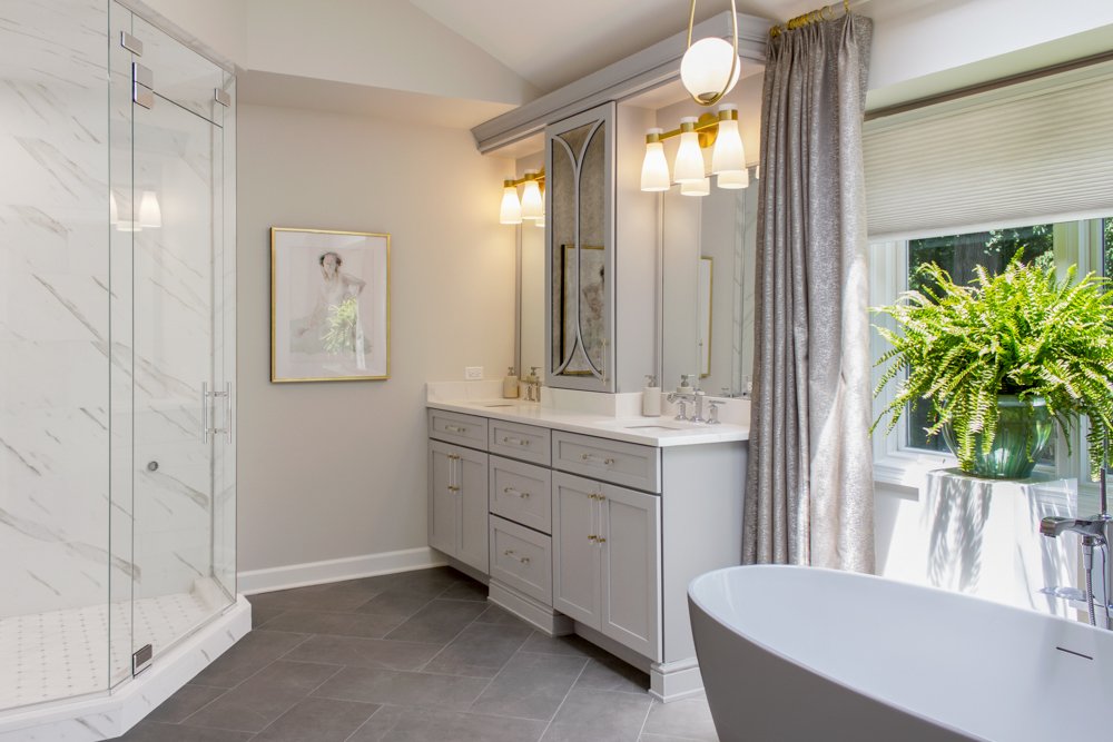 Floor heating on tile in a master bathroom in Tower Lakes, IL.