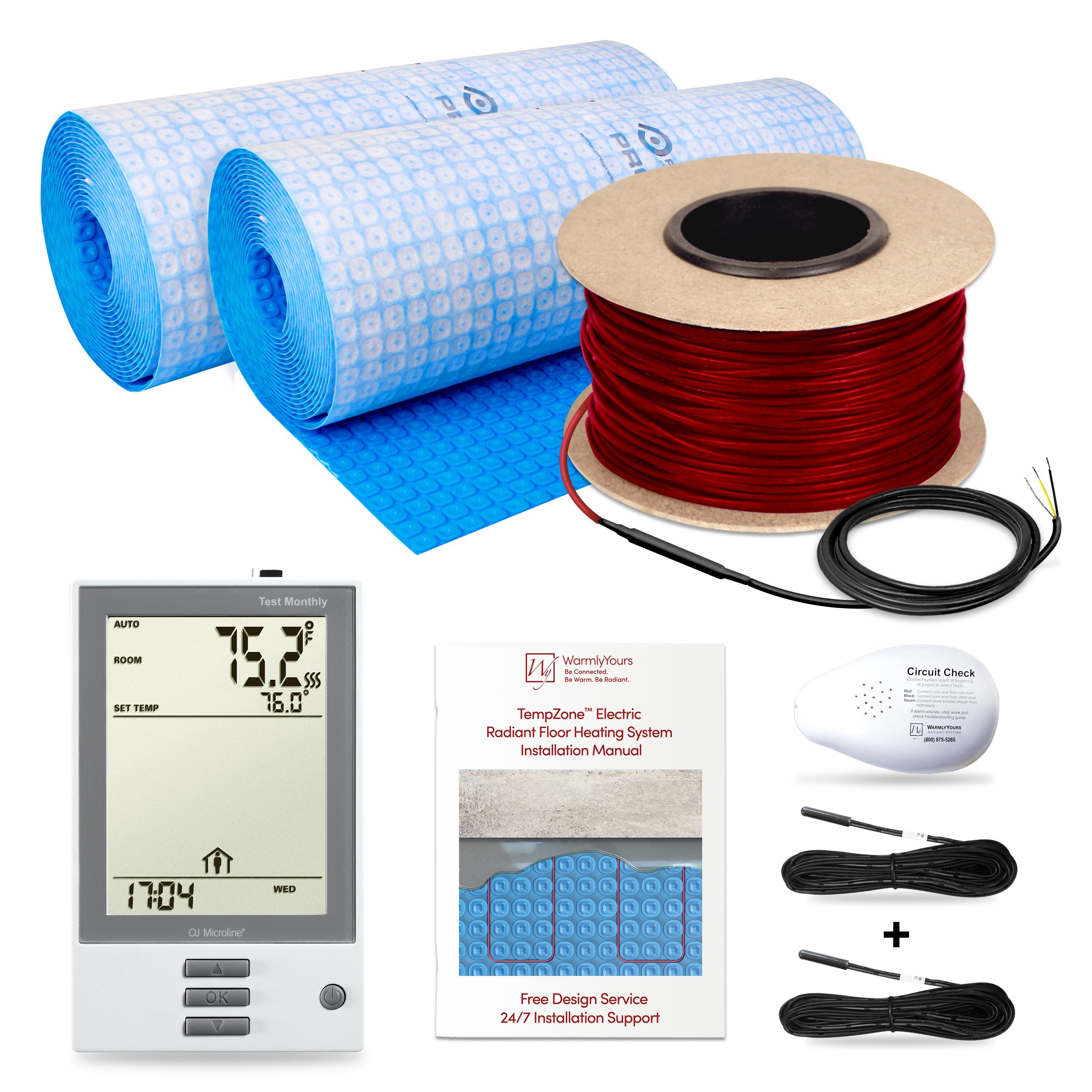 TempZone Cable Kit 235 ft. (73 sq.ft. @ 3.75 in spacing) with nHance Programmable Thermostat, Uncoupling Membrane, 240V, 3.7/ft, 3.78A