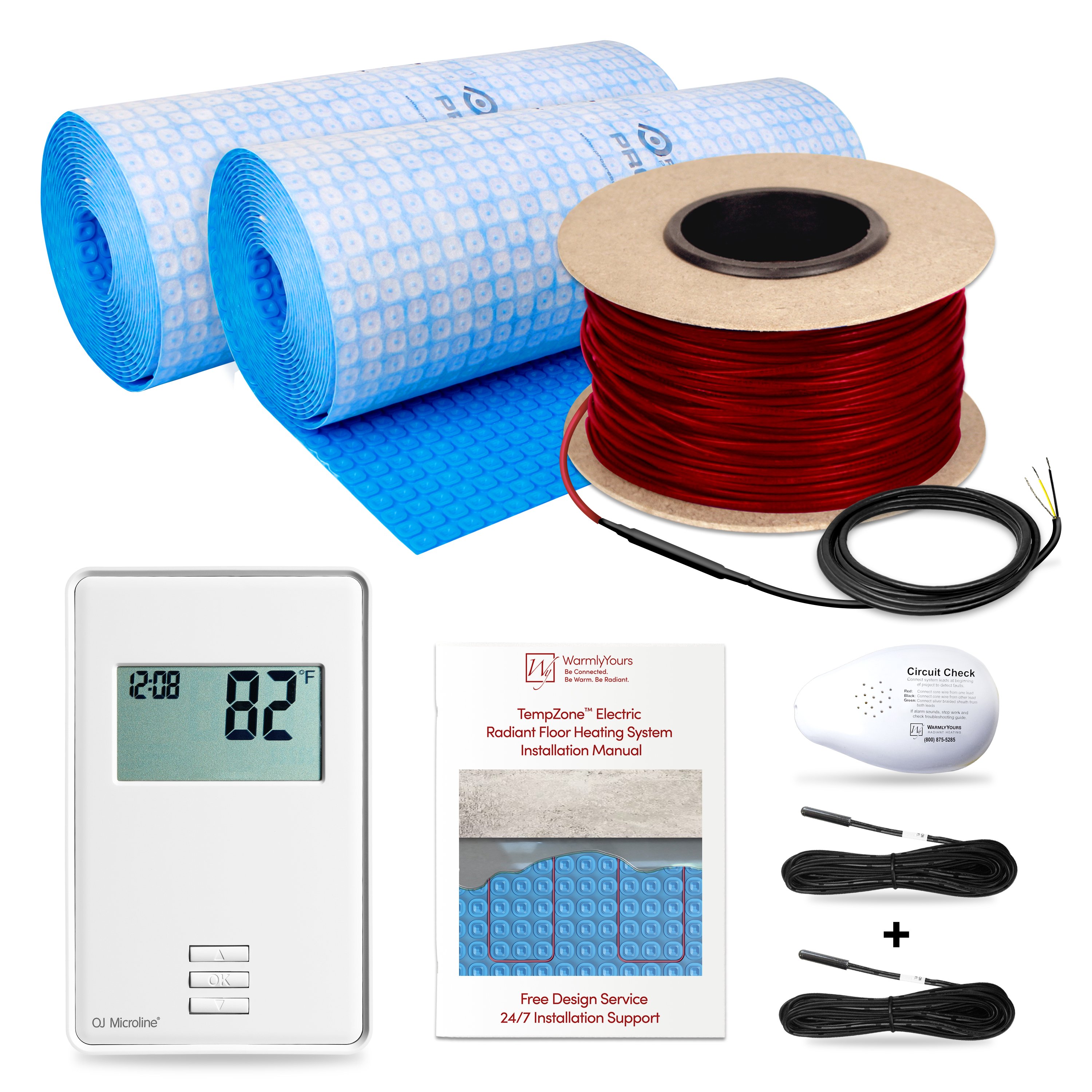 TempZone Cable Kit 435 ft. (135 sq.ft. @ 3.75 in spacing) with nTrust Nonprogrammable Thermostat, Uncoupling Membrane, 240V, 3.7/ft, 6.89A