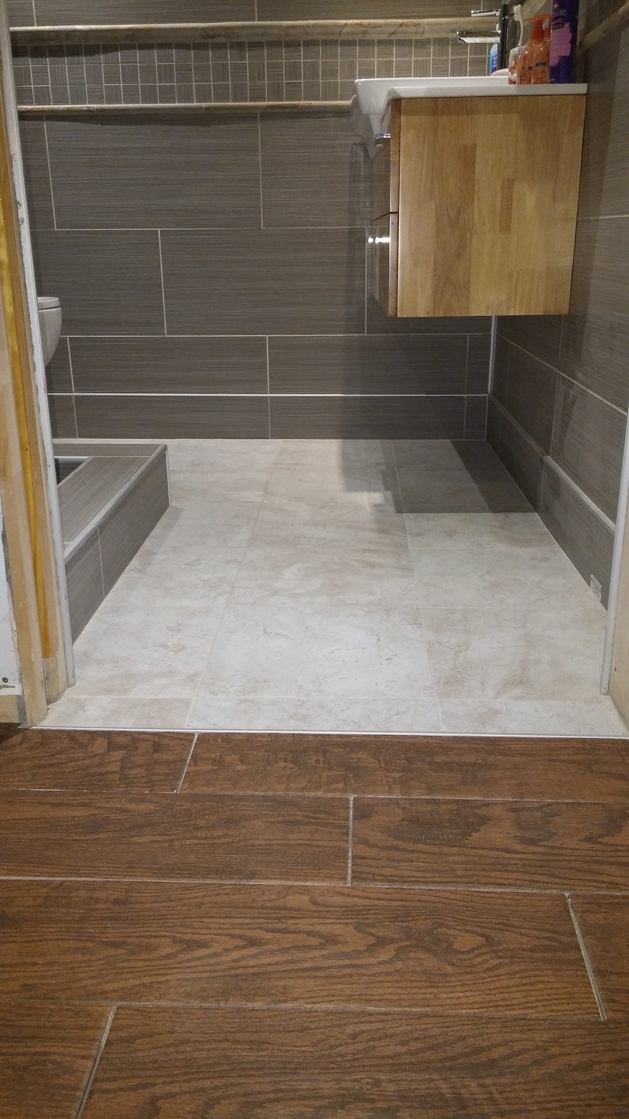TempZone Cable ThermalSheet Installation Finished Tile Basement Bathroom