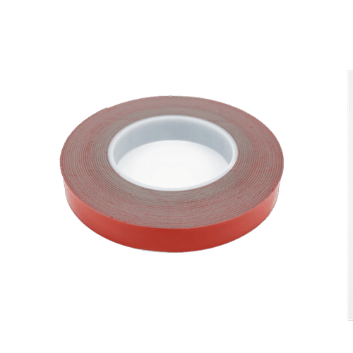 A roll of TempZone Cable double-sided mounting tape with red backing liner for securing electric radiant floor heating cables.